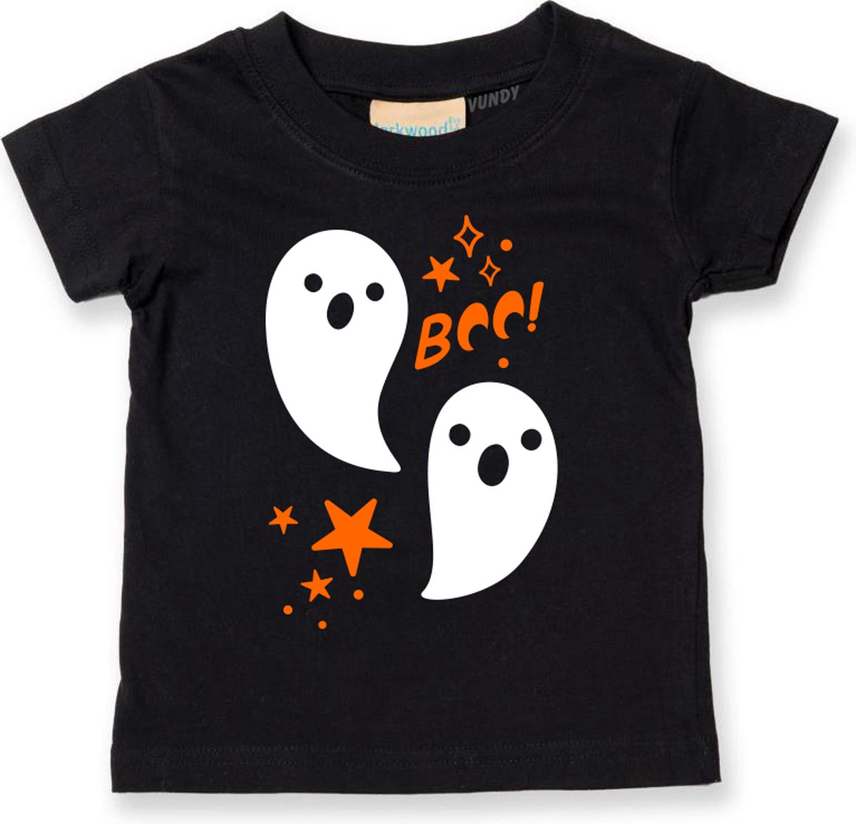 T-shirt kinderen Halloween Boo Spookjes | Halloween kostuum kind dames heren | verkleedkleren meisje jongen | Zwart | maat 92